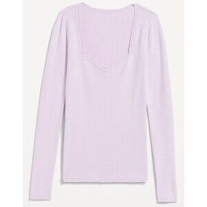 Old Navy Women’s Sweater Fitted Ribbed Lavender Sweetheart Neck XL Soft Stretchy